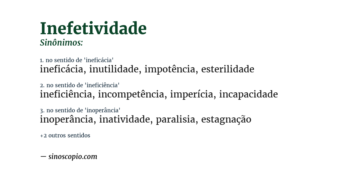 Sinônimo de inefetividade