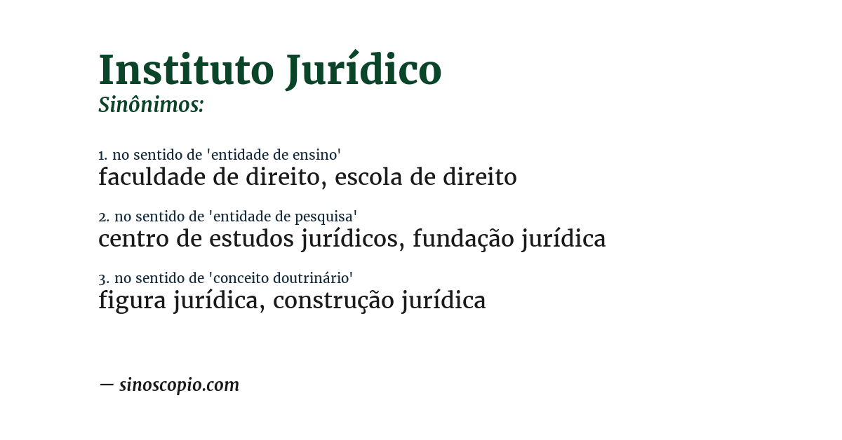 Sinônimo de instituto jurídico