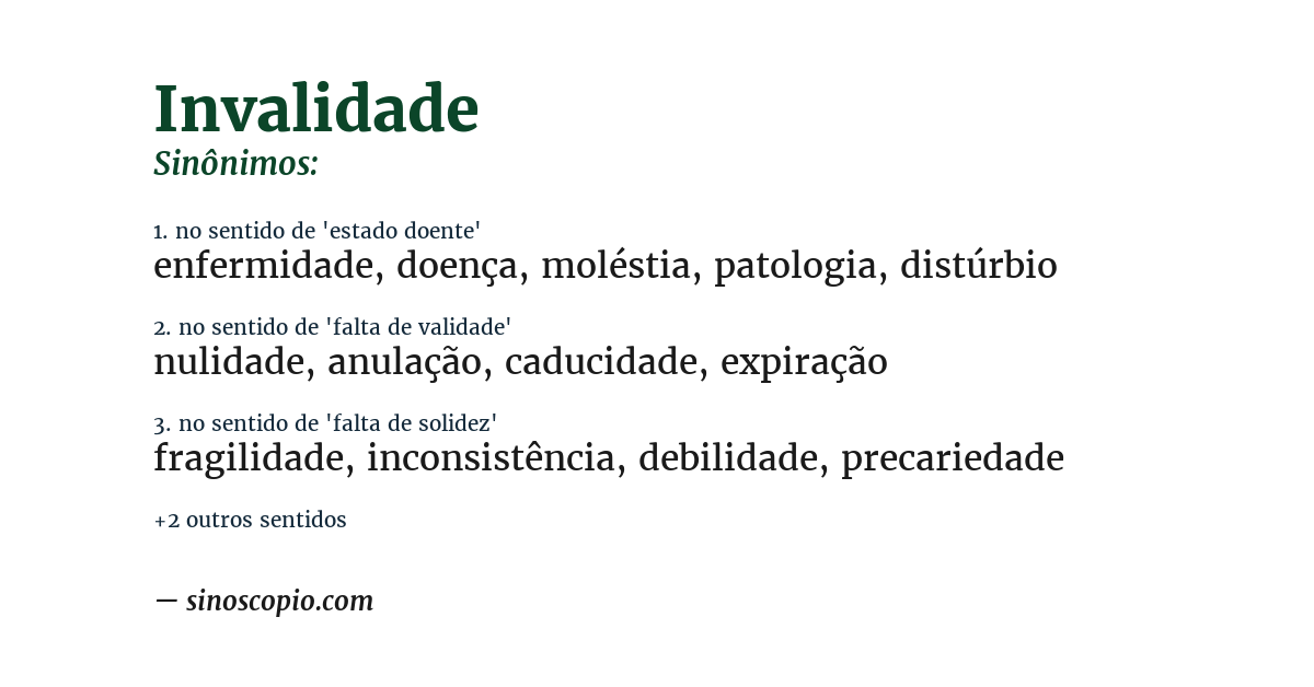 Sinônimo de invalidade