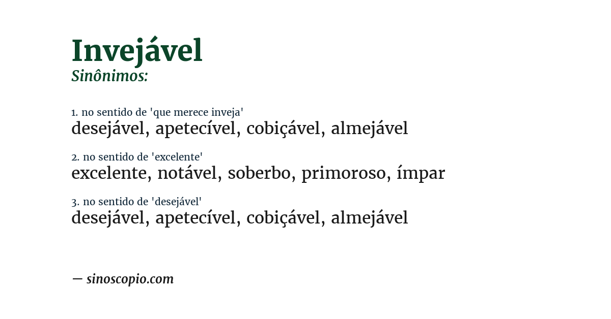Sinônimo de invejável