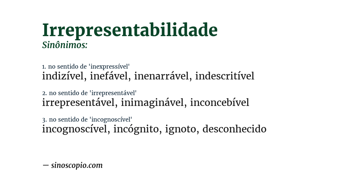 Sinônimo de irrepresentabilidade