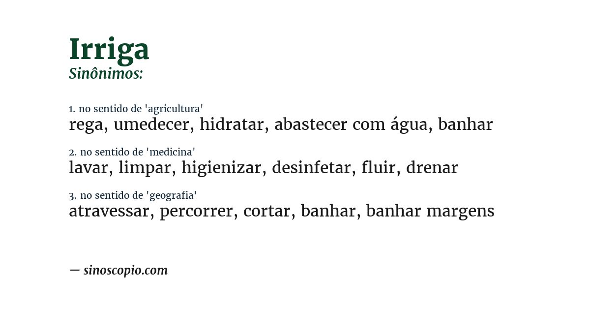 Sinônimo de irriga