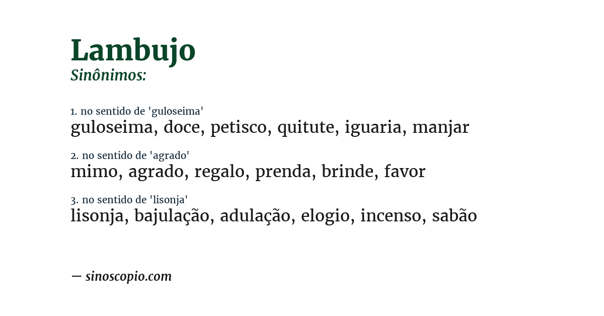 Sinônimo de lambujo