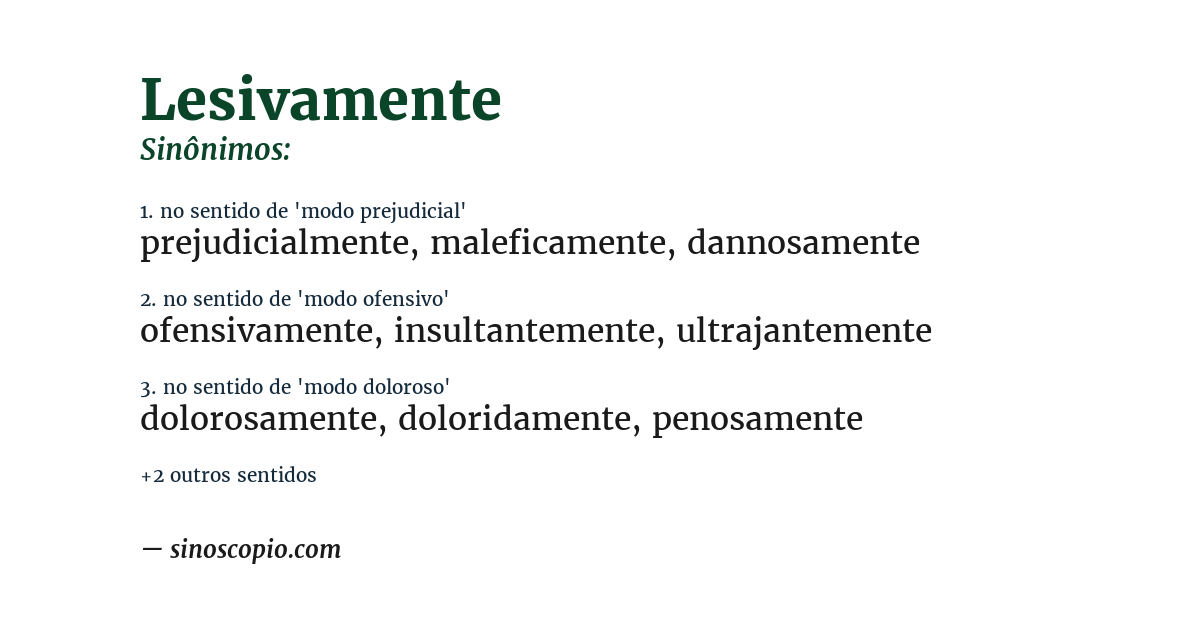 Sinônimo de lesivamente