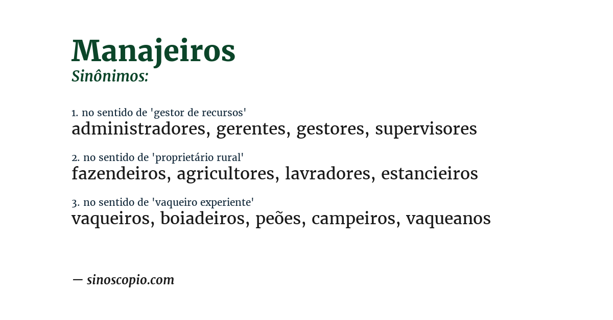 Sinônimo de manajeiros