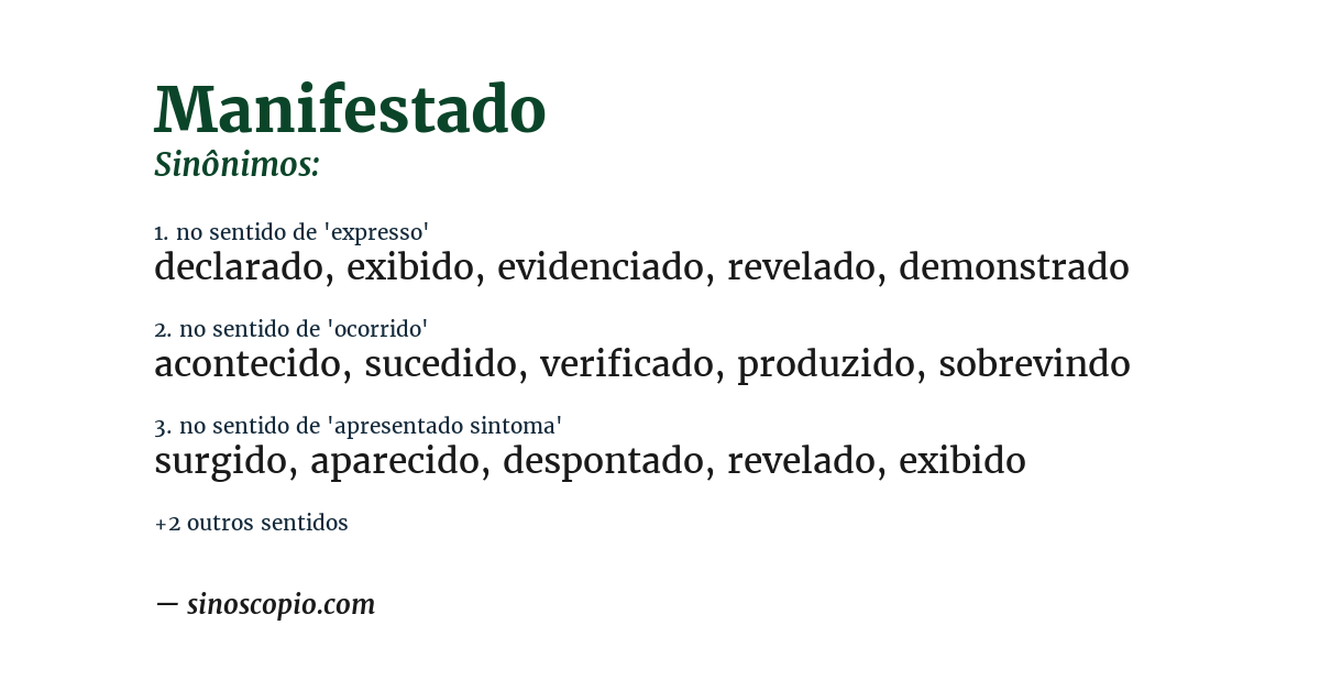 Sinônimo de manifestado