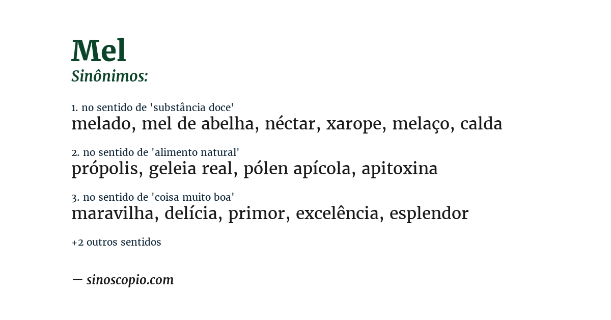 Sinônimo de mel