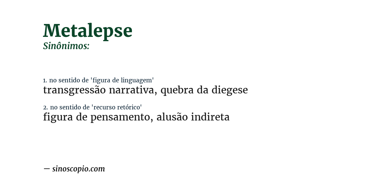 Sinônimo de metalepse