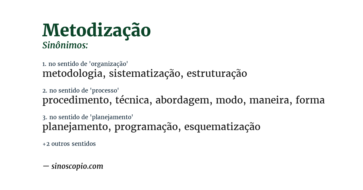 Sinônimo de metodização