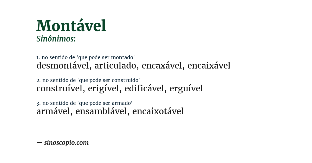 Sinônimo de montável