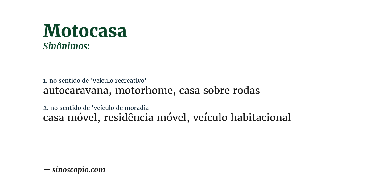 Sinônimo de motocasa