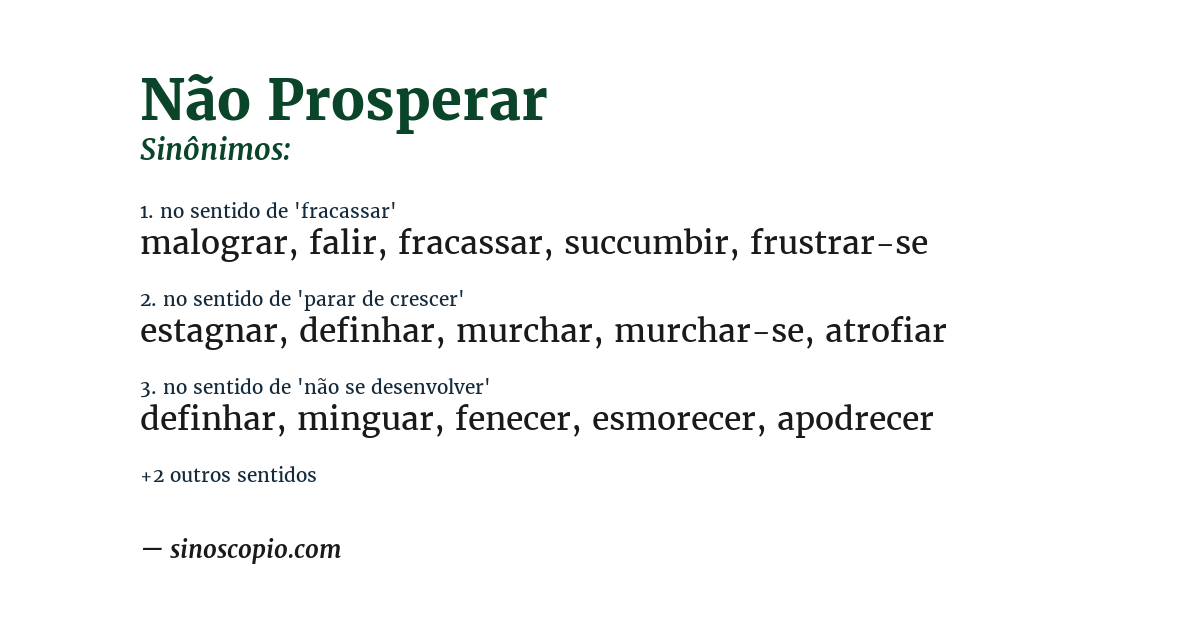 Sinônimo de não prosperar