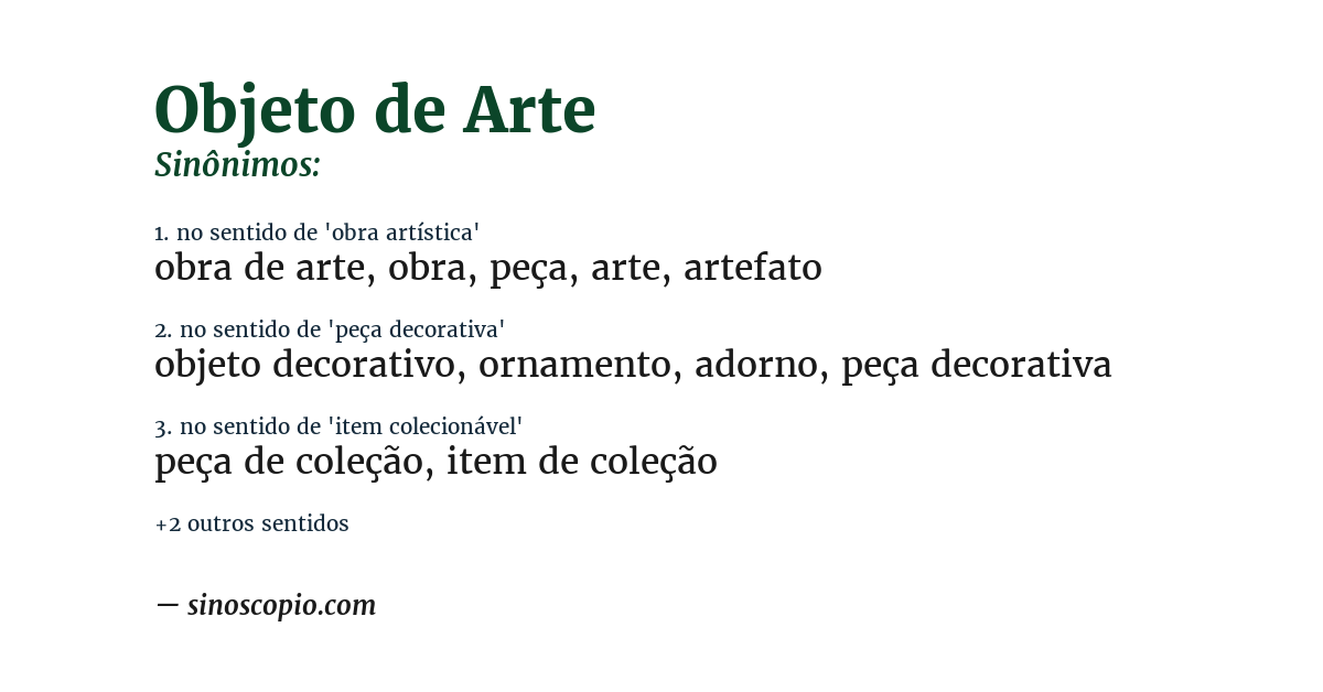 Sinônimo de objeto de arte