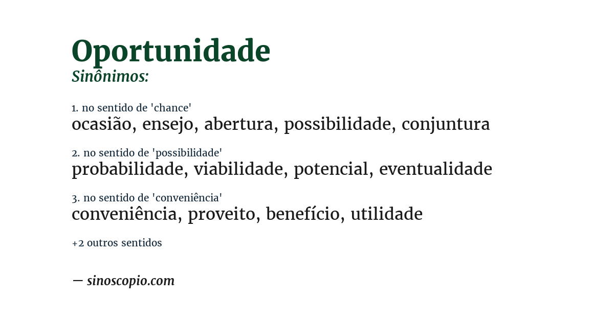 Sinônimo de oportunidade