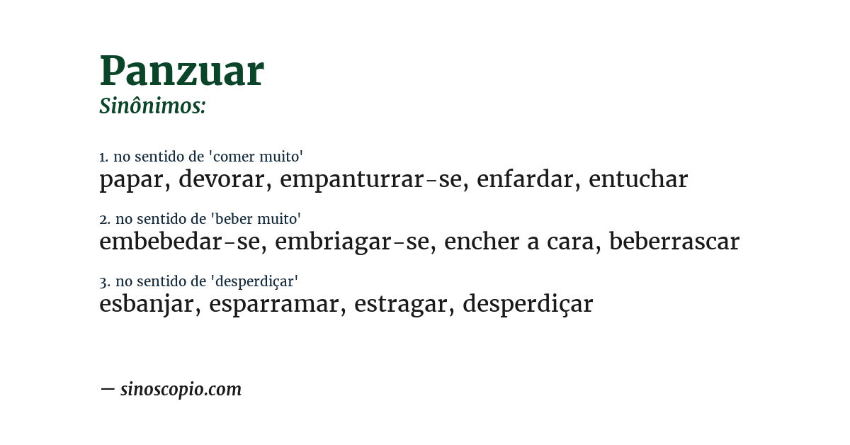 Sinônimo de panzuar
