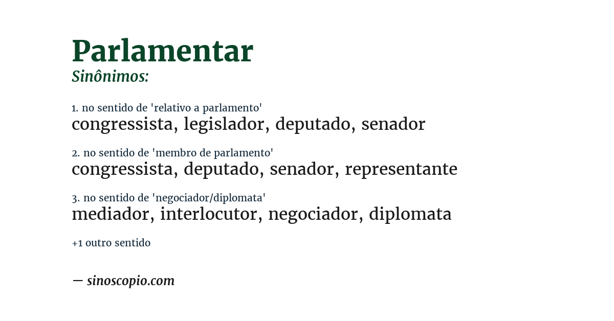 Sinônimo de parlamentar