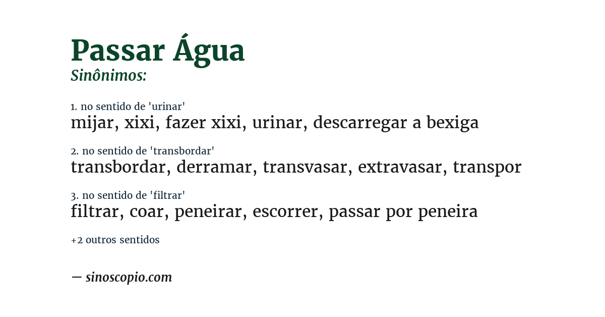 Sinônimo de passar água