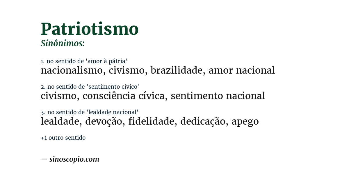 Sinônimo de patriotismo