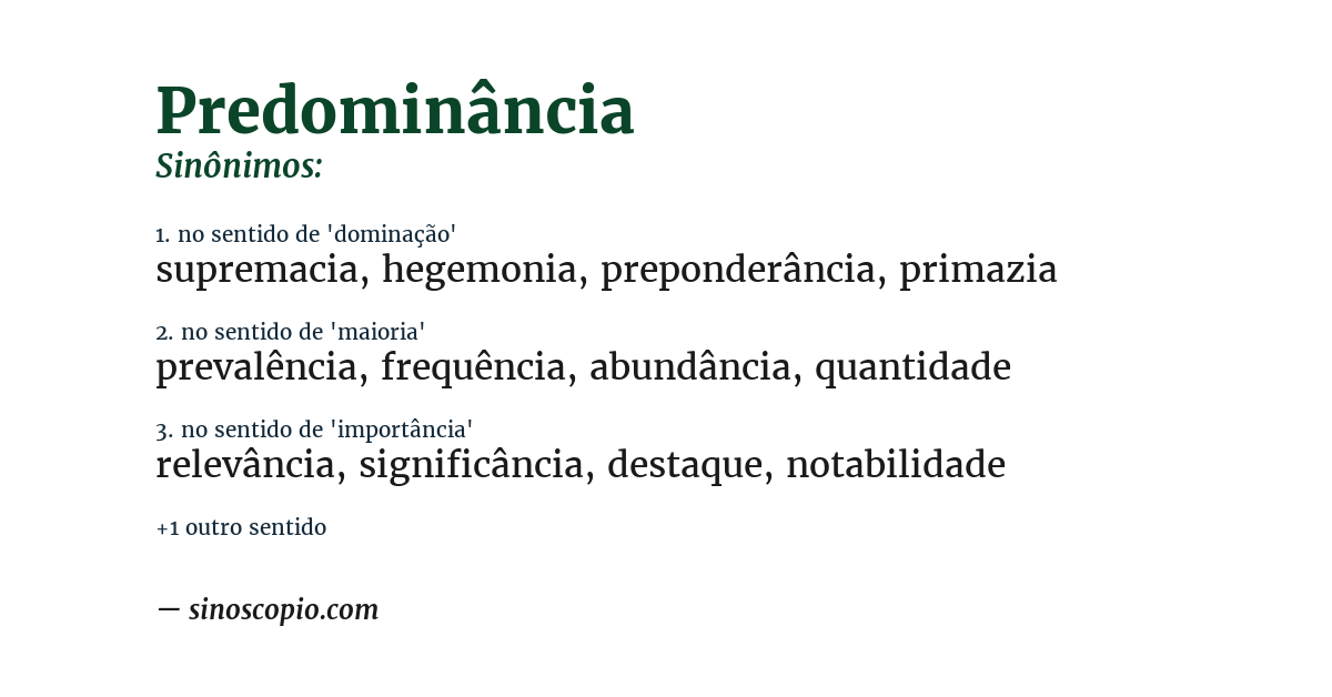Sinônimo de predominância
