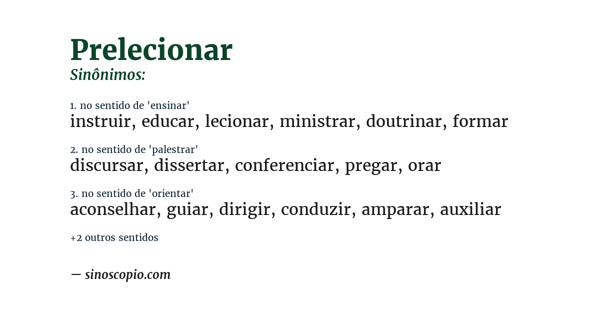 Sinônimo de prelecionar