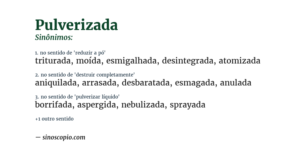 Sinônimo de pulverizada