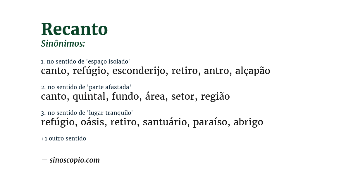 Sinônimo de recanto
