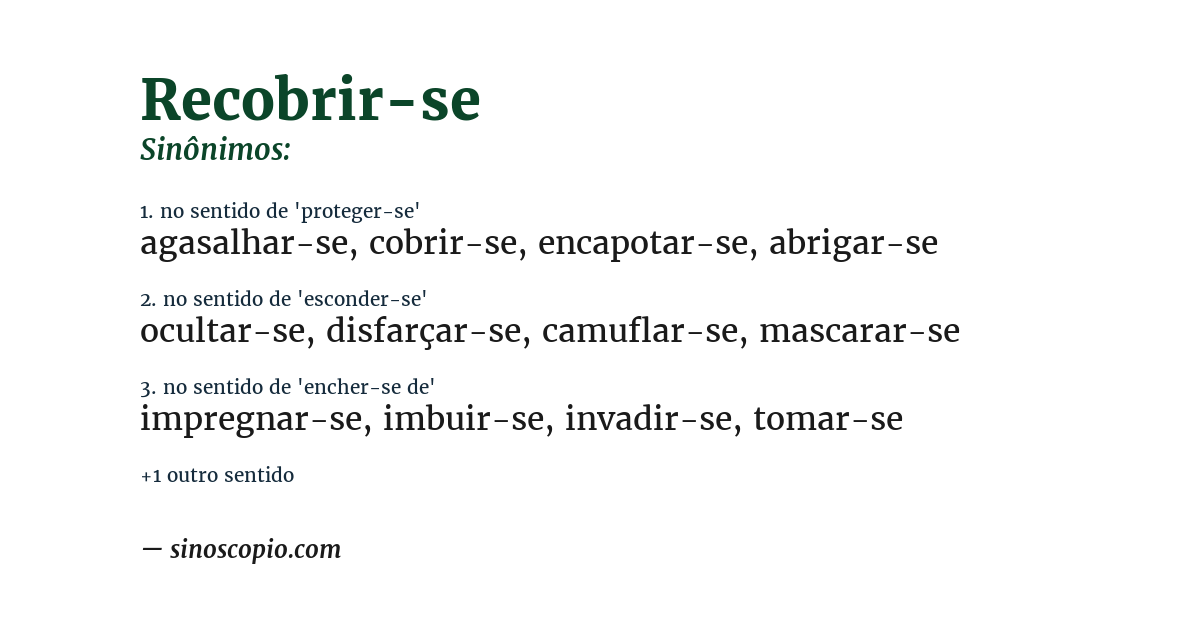 Sinônimo de recobrir-se