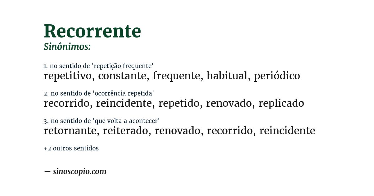 Sinônimo de recorrente