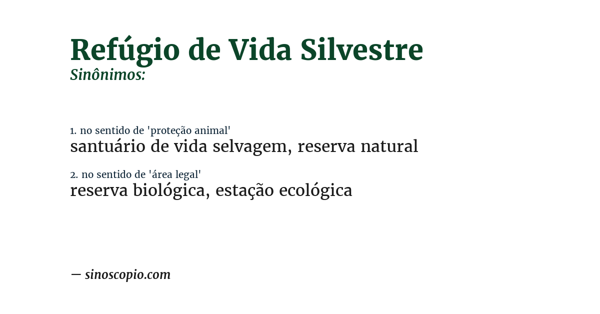 Sinônimo de refúgio de vida silvestre