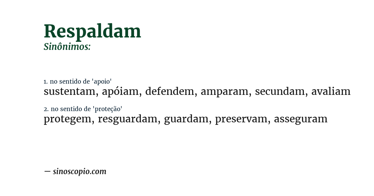 Sinônimo de respaldam