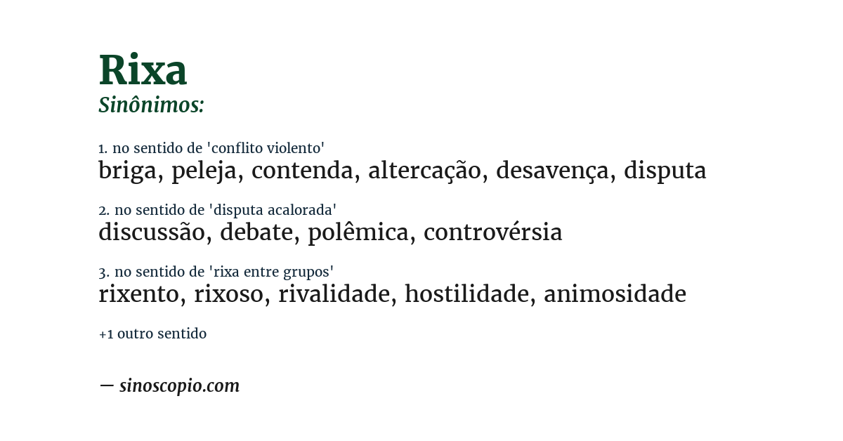 Sinônimo de rixa