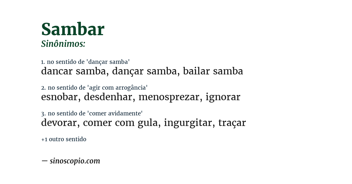 Sinônimo de sambar