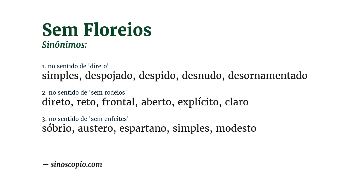 Sinônimo de sem floreios