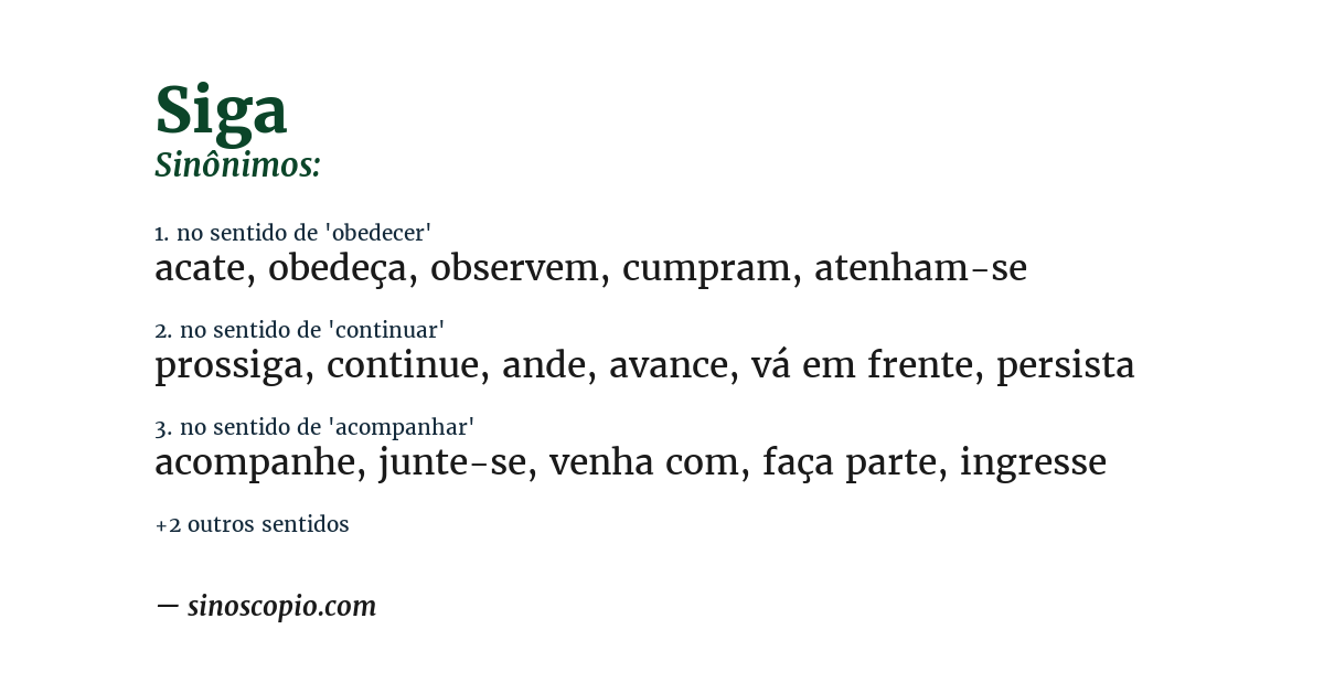 Sinônimo de siga