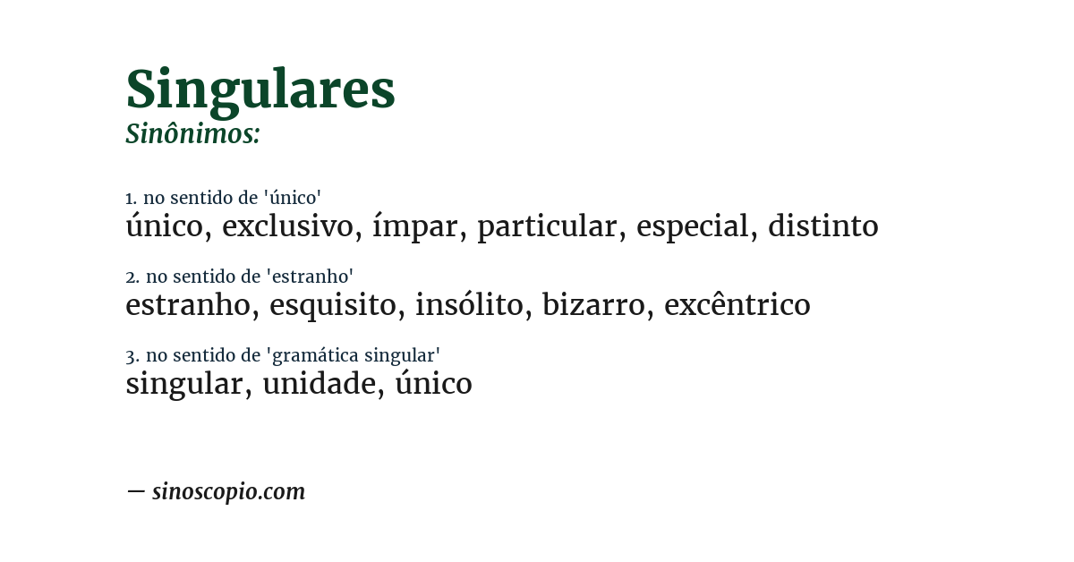 Sinônimo de singulares