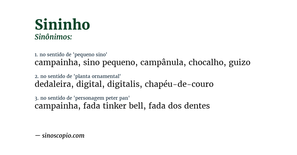Sinônimo de sininho