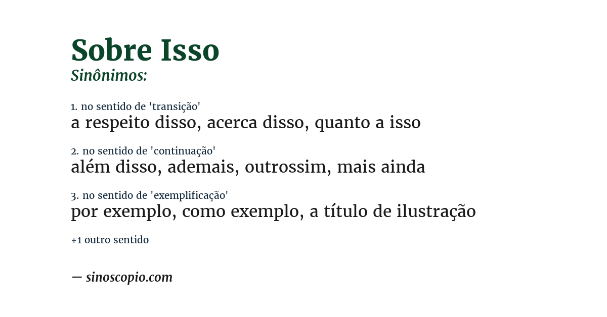 Sinônimo de sobre isso