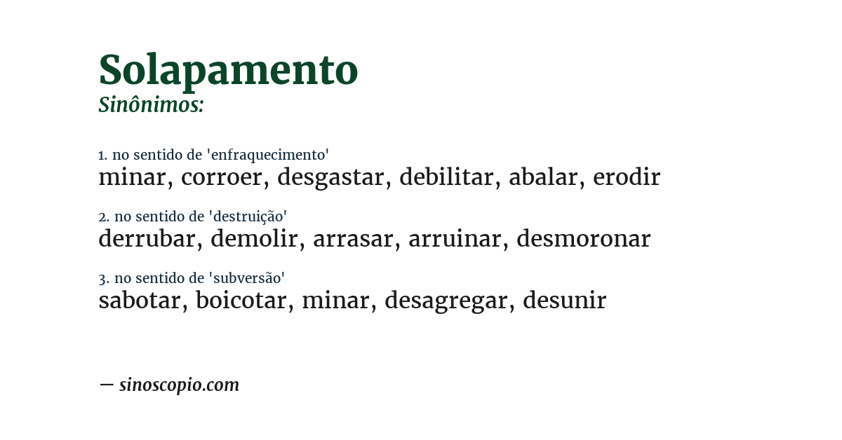 Sinônimo de solapamento