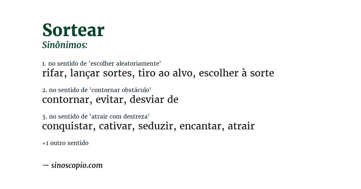 Sinônimo de sortear