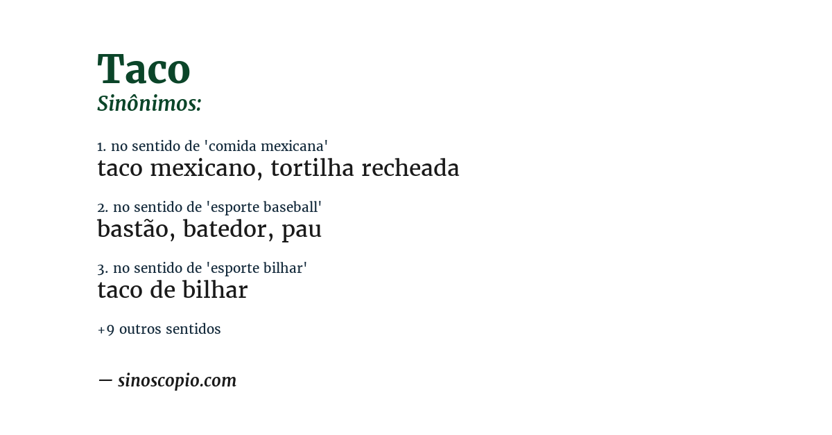 Sinônimo de taco