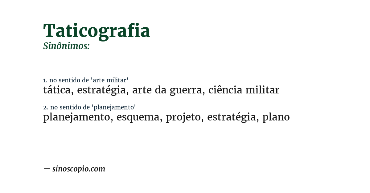Sinônimo de taticografia