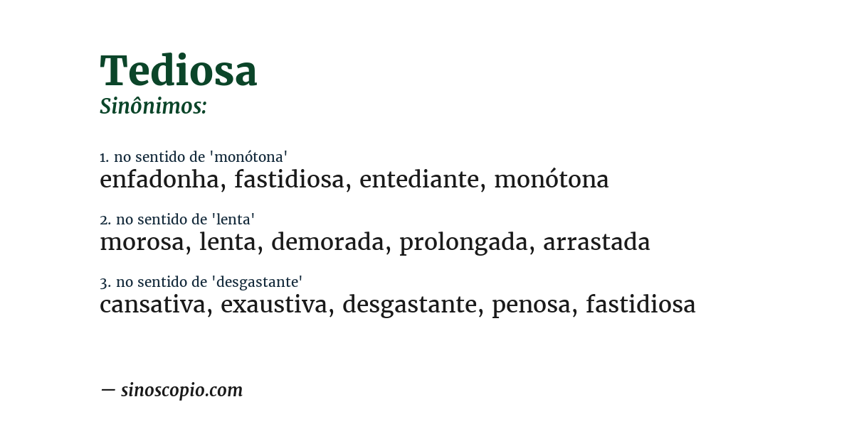 Sinônimo de tediosa