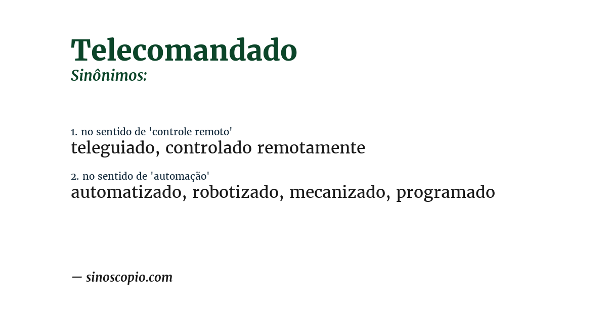 Sinônimo de telecomandado
