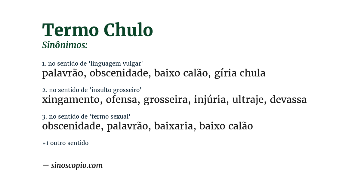 Sinônimo de termo chulo