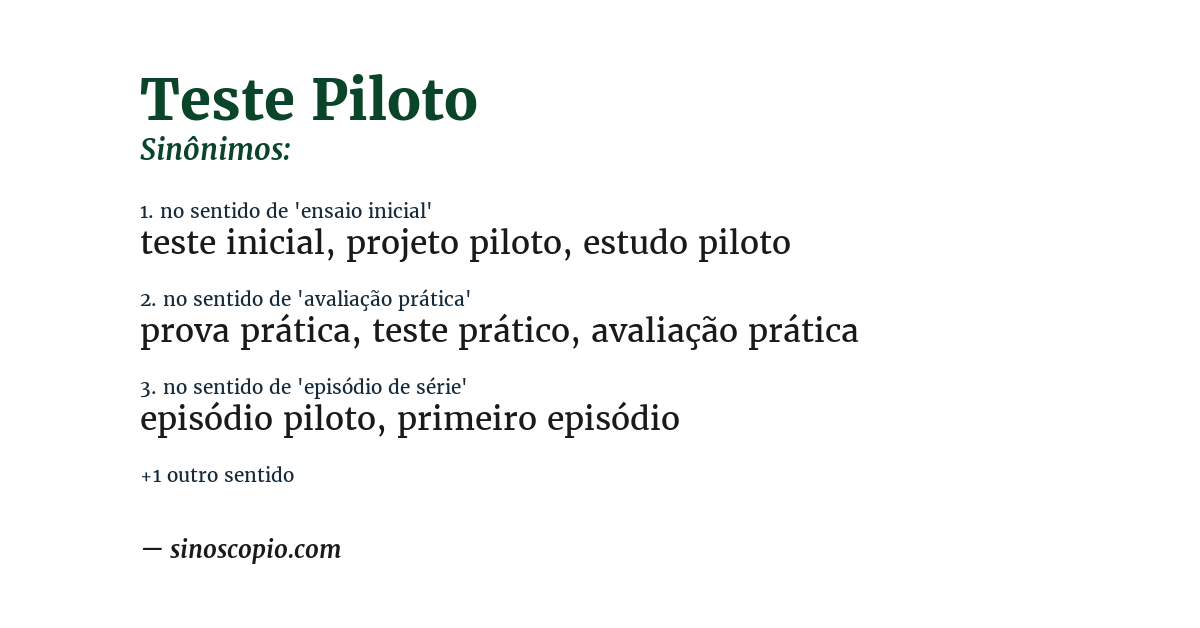 Sinônimo de teste piloto