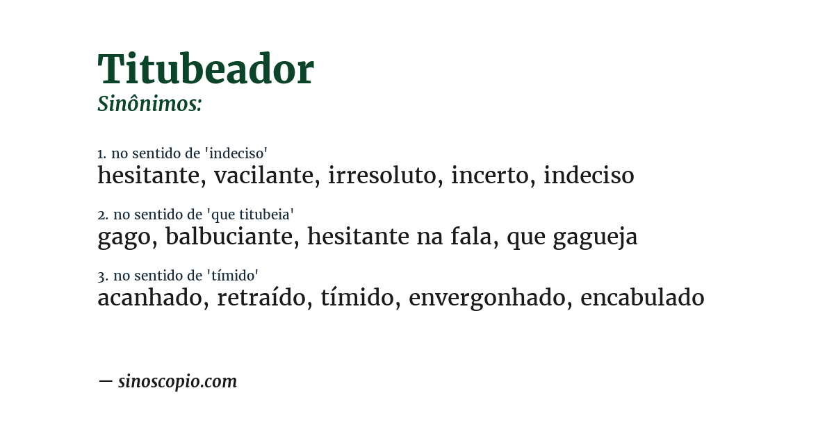 Sinônimo de titubeador