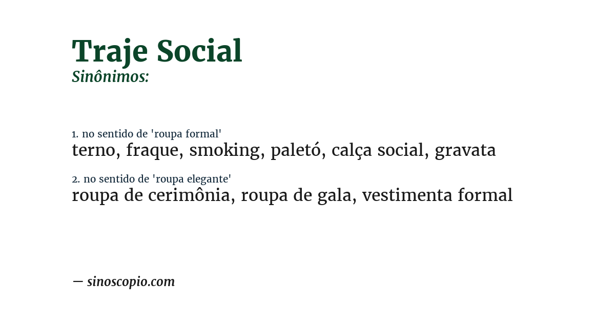 Sinônimo de traje social