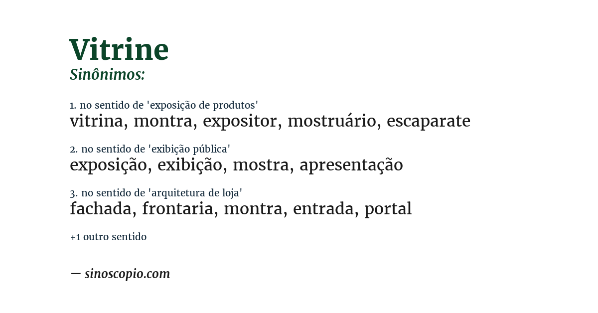 Sinônimo de vitrine