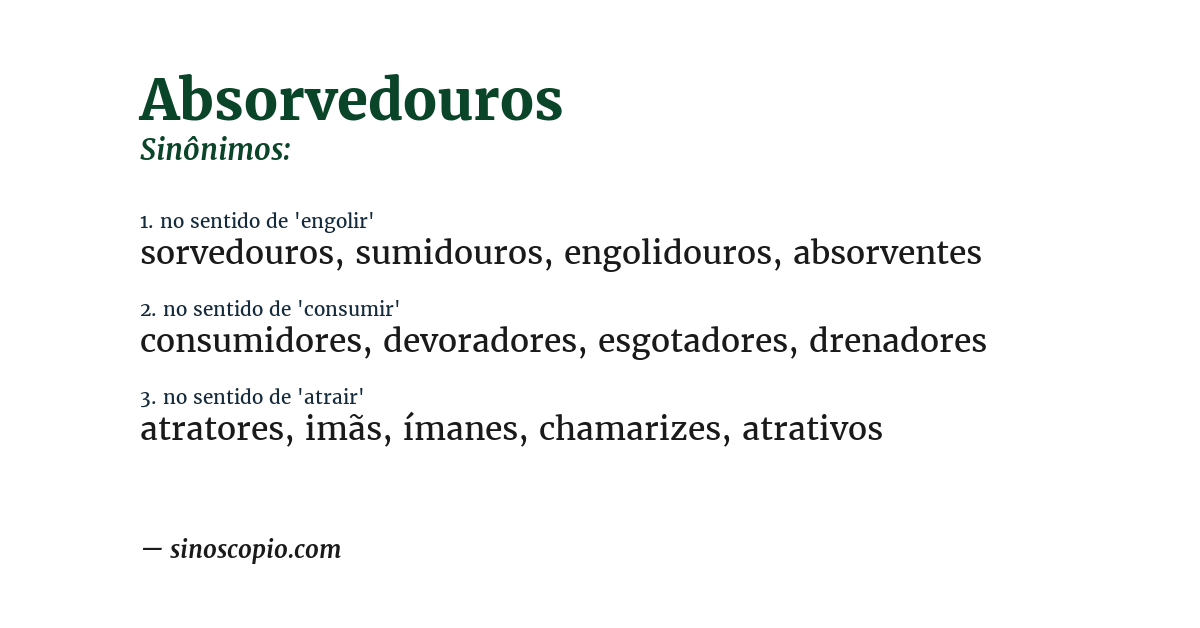 Sinônimo de absorvedouros