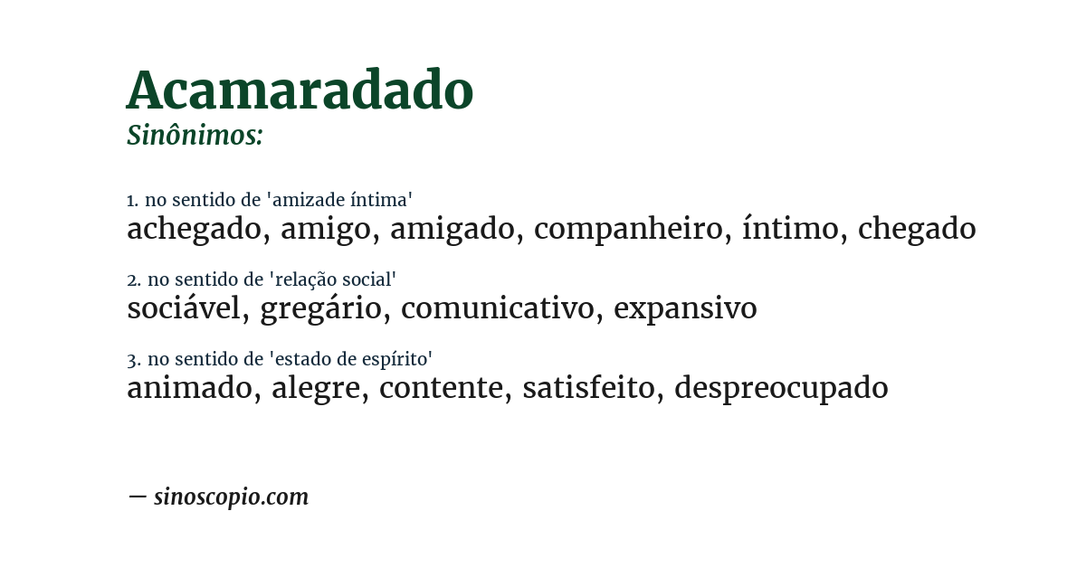 Sinônimo de acamaradado